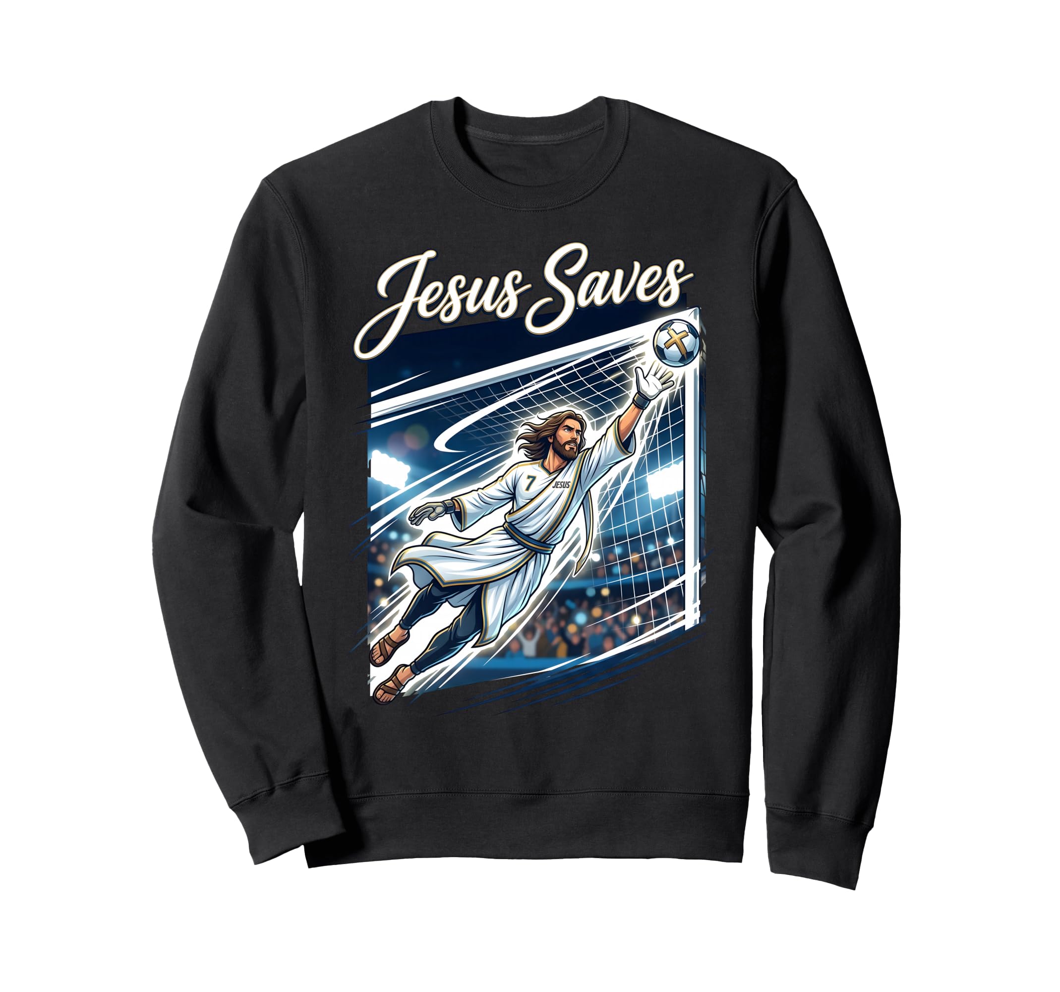 Jesus Christ Saves Christian Soccer Sweatshirt - Trendy Graphic Unisex