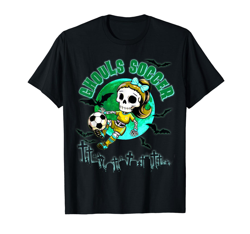 Soccer Ghoul Halloween Teens October T-Shirt - Novelty Apparel Unisex