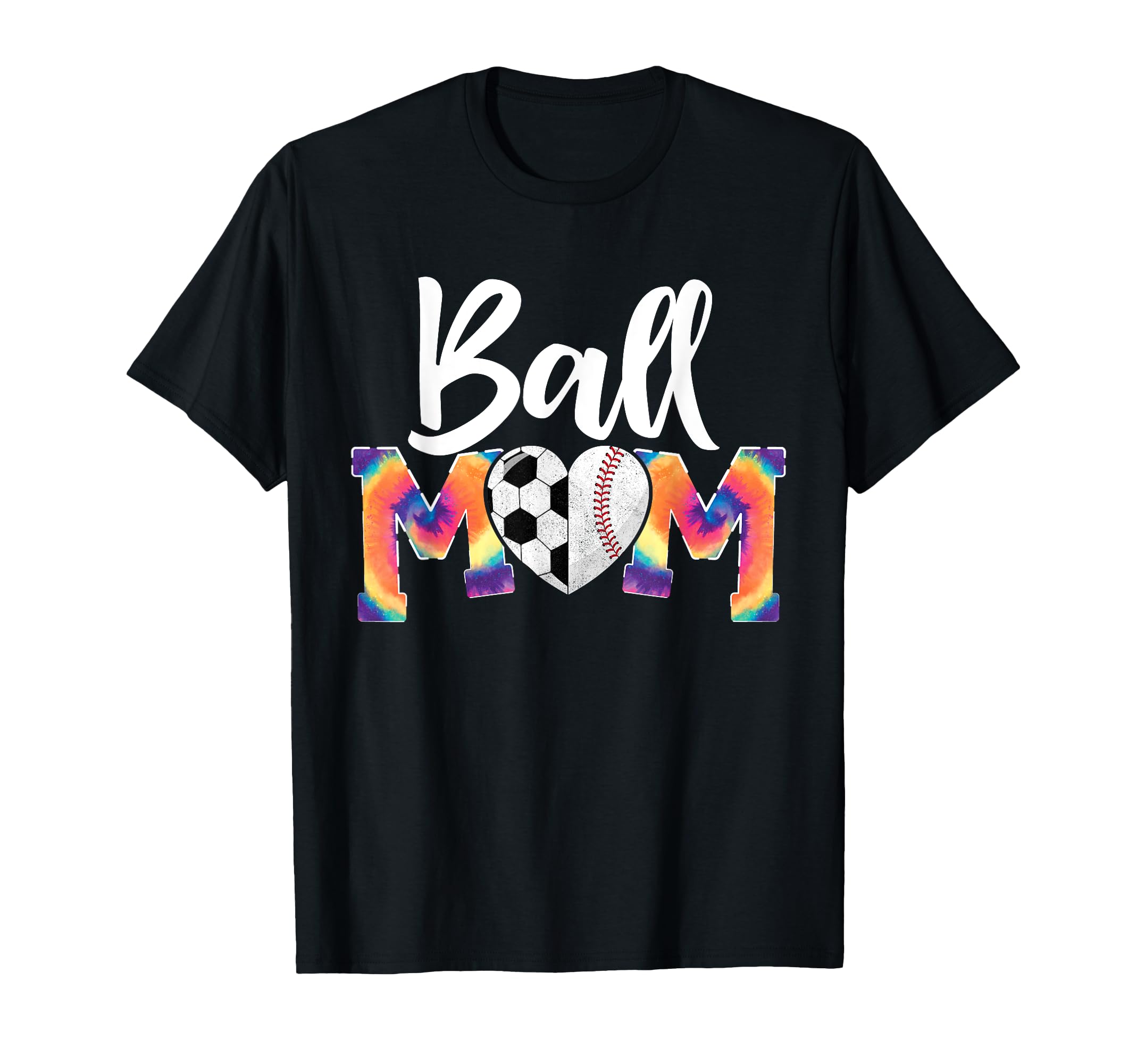 Ball Mom Heart Tie Dye Funny Baseball T-Shirt - Custom Art Print Men Women