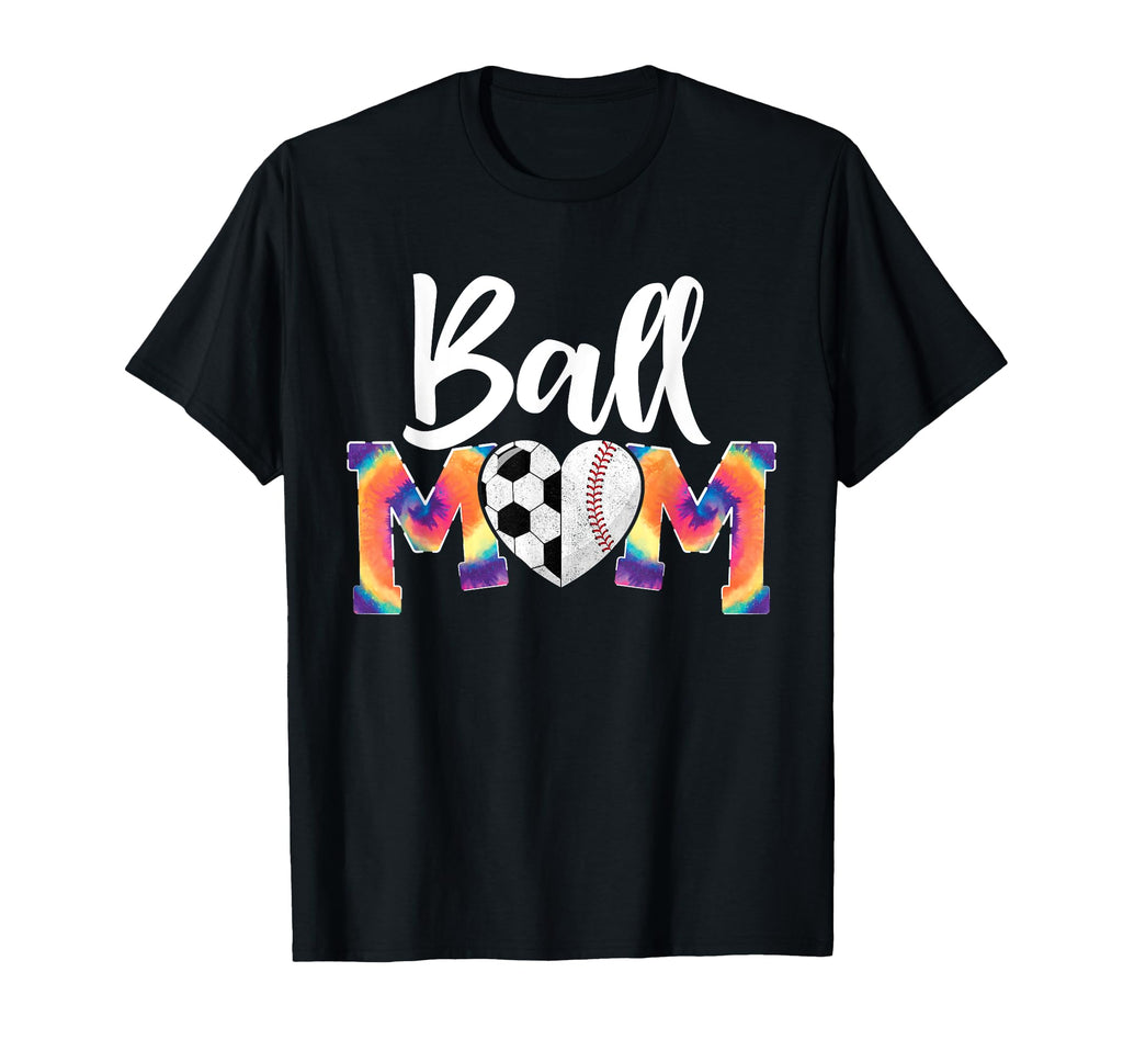 Ball Mom Heart Tie Dye Funny T-Shirt - Casual Everyday Wear Men Women