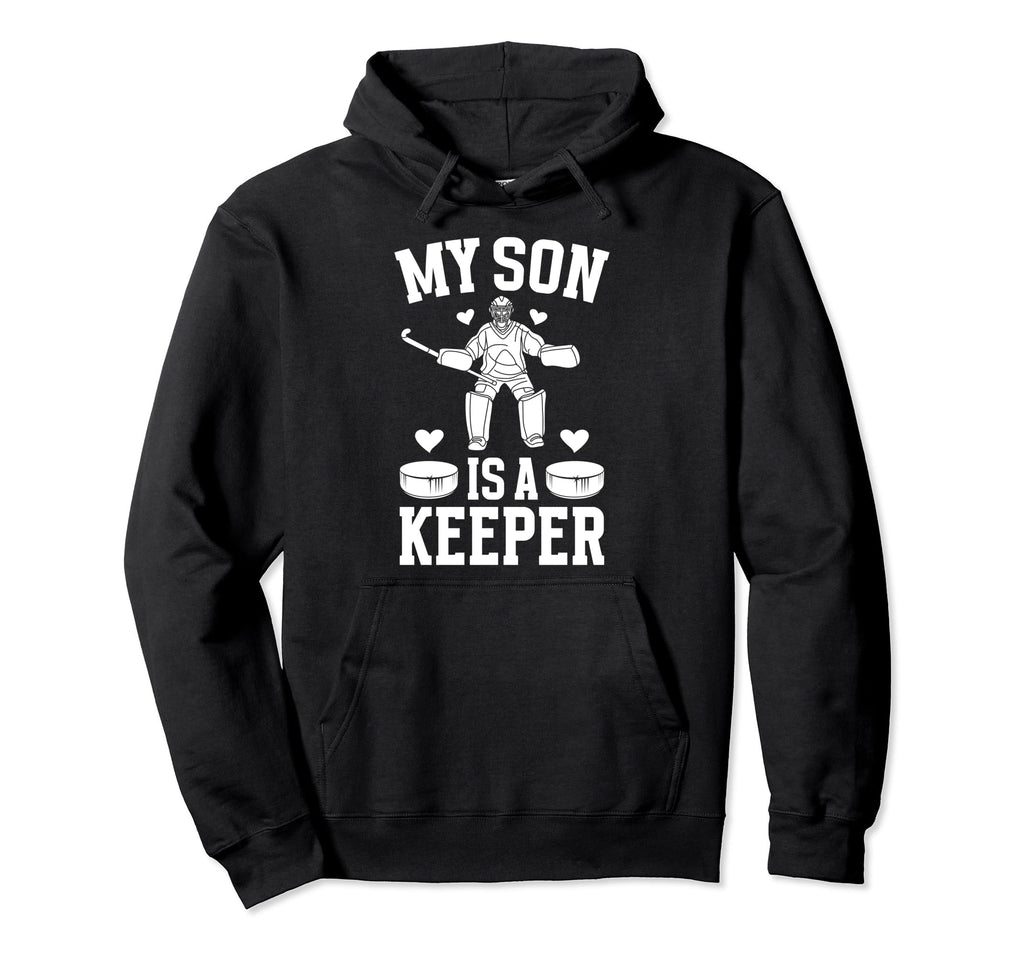 My Son Is Hockey Keeper Mom Hockey Hoodie - Graphic Print for Adults