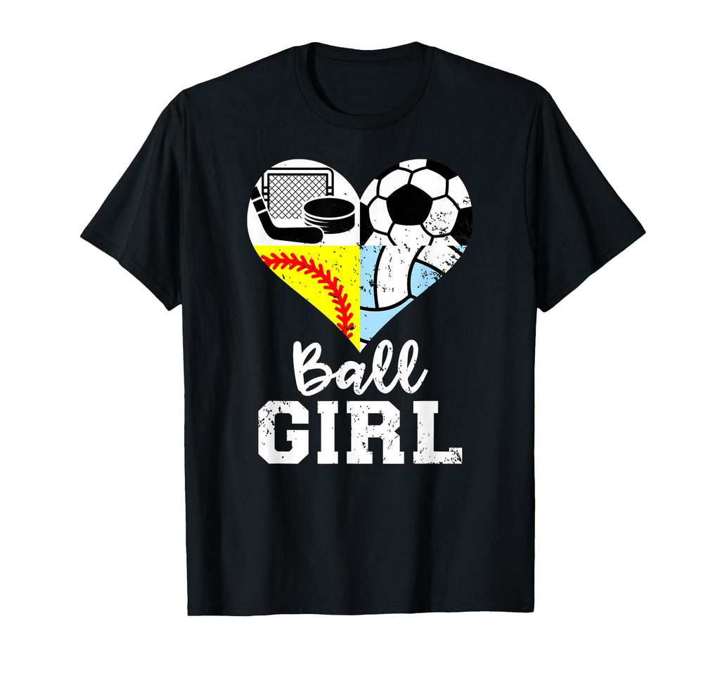 Ball Heart Soccer Softball Volleyball T-Shirt - Novelty Apparel Unisex