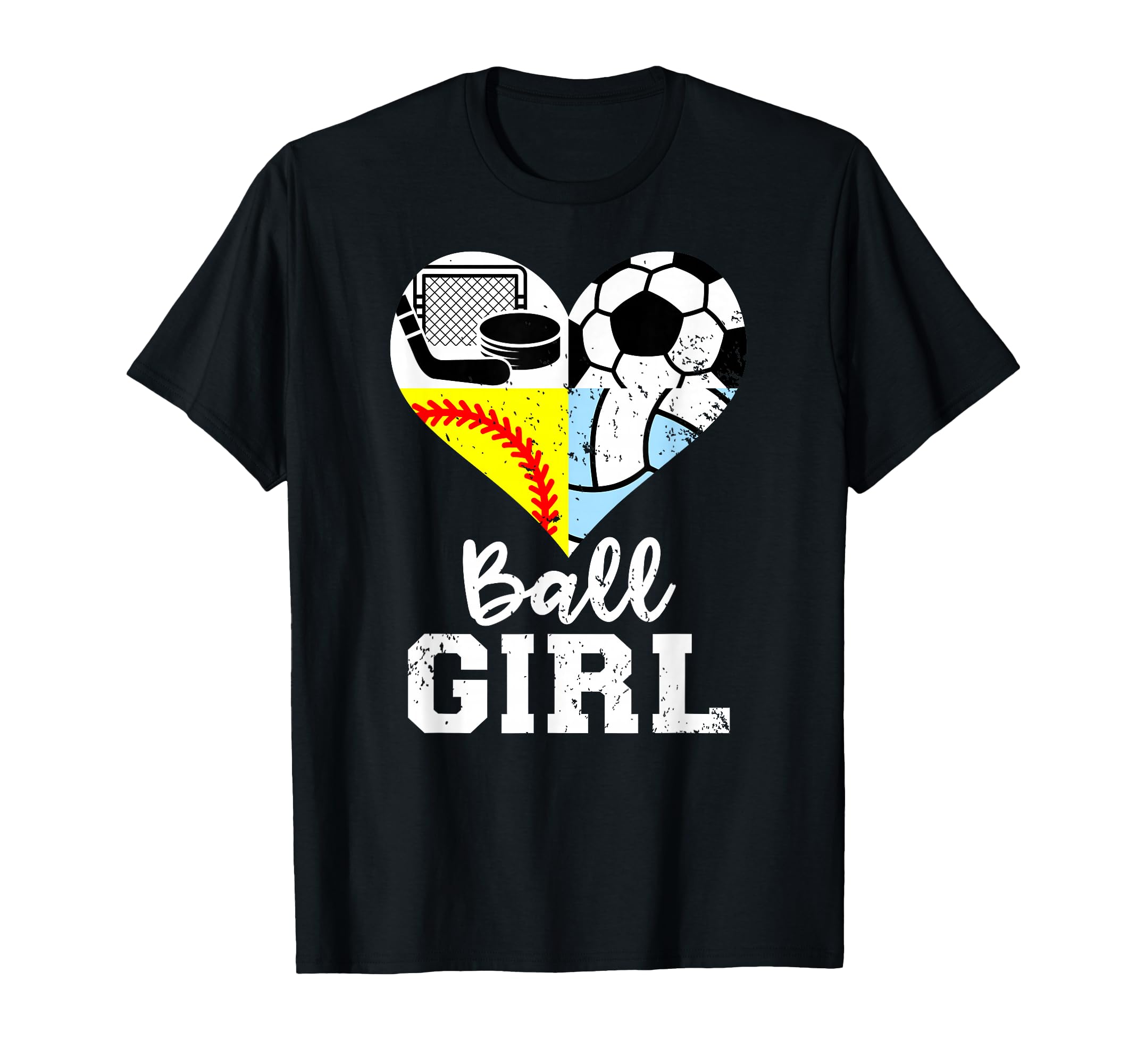 Ball Heart Soccer Softball Volleyball T-Shirt - Novelty Apparel Unisex