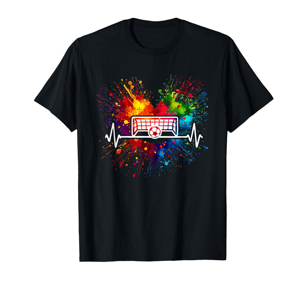 Soccer Heartbeat Colorful Splash Player T-Shirt - Unique Graphic Unisex