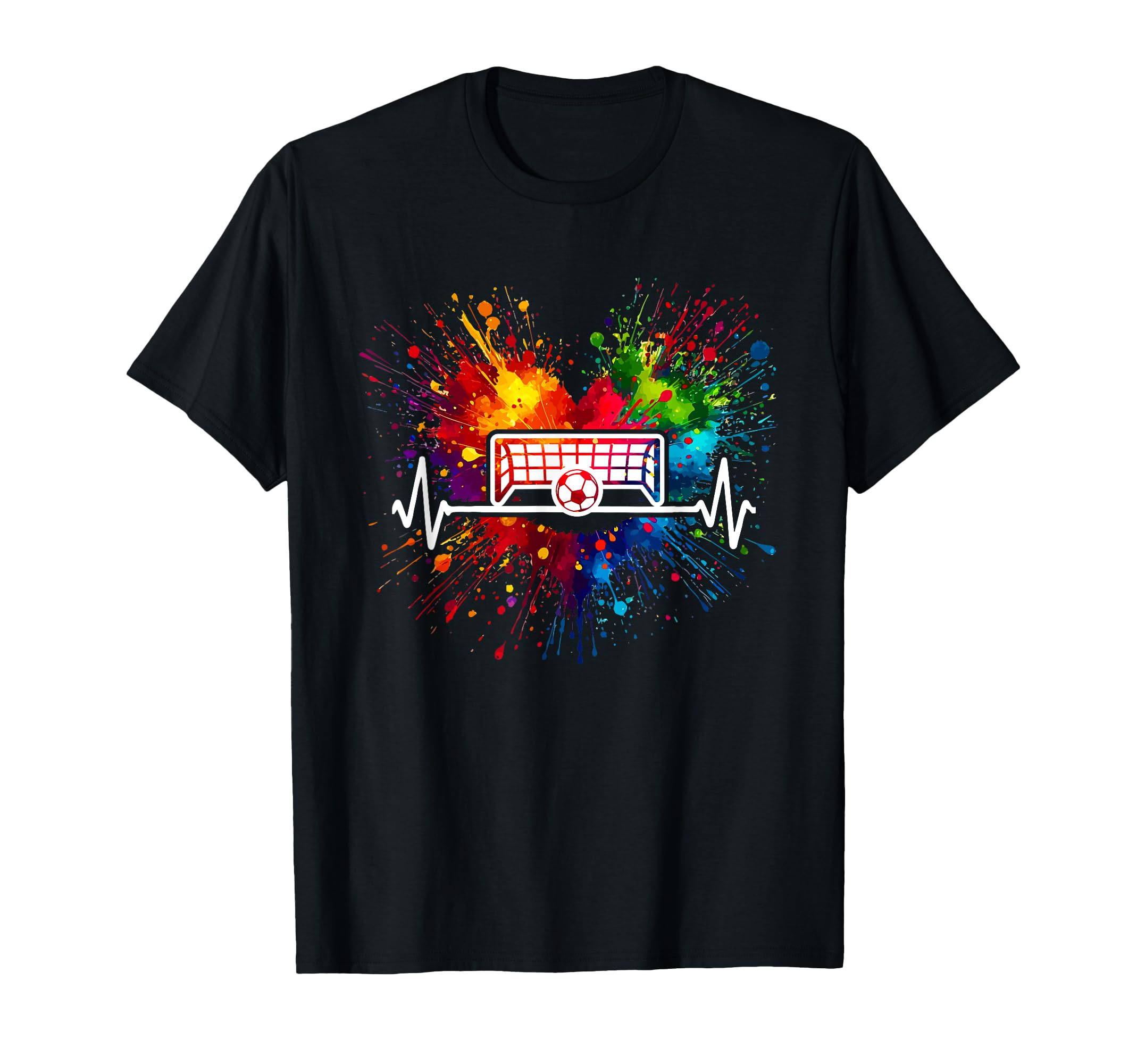 Soccer Heartbeat Colorful Splash Player T-Shirt - Unique Graphic Unisex
