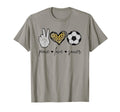 Peace Love Soccer Funny Soccer Mom T-Shirt - Fun Novelty Design Men Women