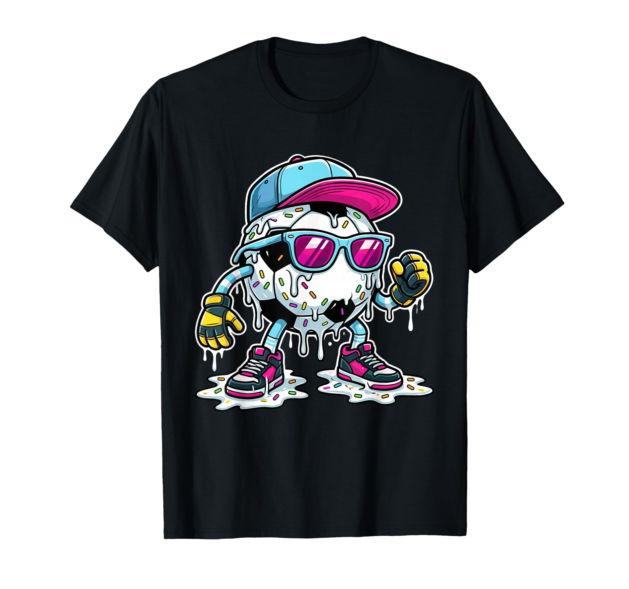 Soccer Ball Melting Ice Cream Drip T-Shirt - Fun Novelty Design Unisex