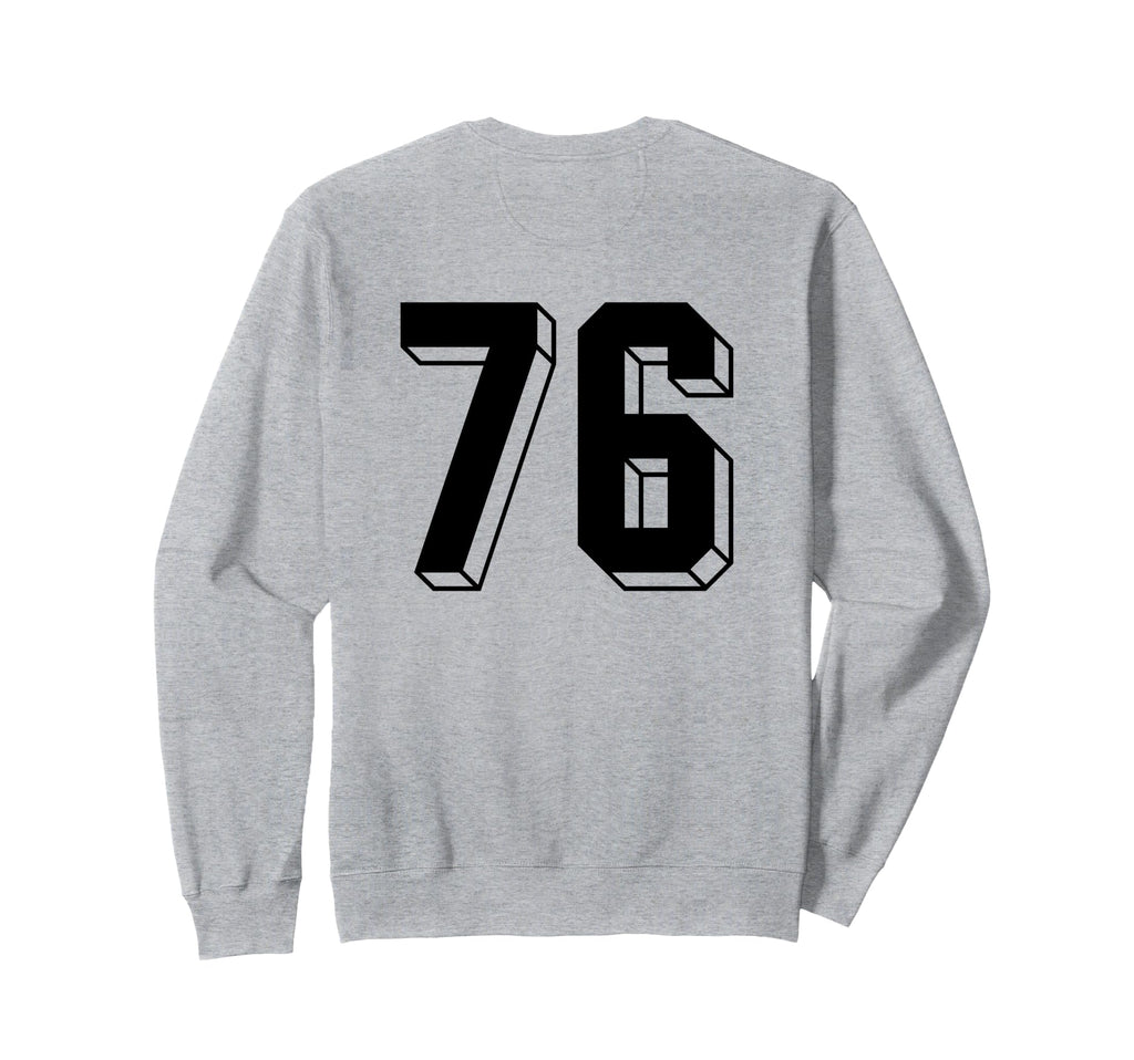 Number 76 Backside 80S 90S Team Sweatshirt - Casual Everyday Wear Unisex