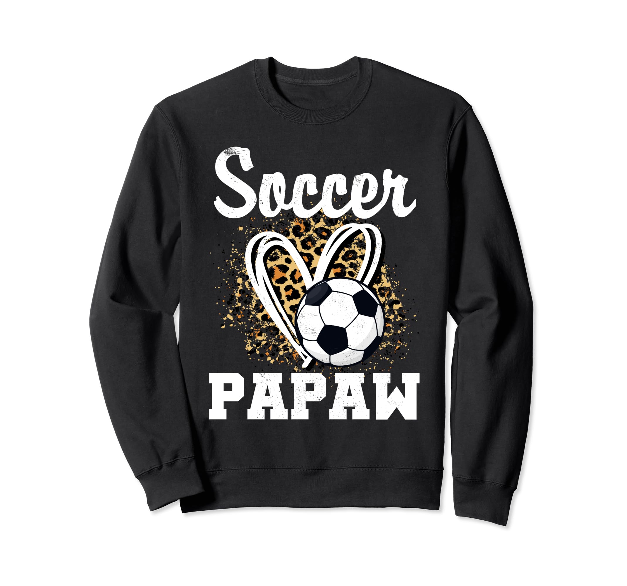Soccer Papaw Leopard Heart Matching Sweatshirt - Graphic Print Men Women