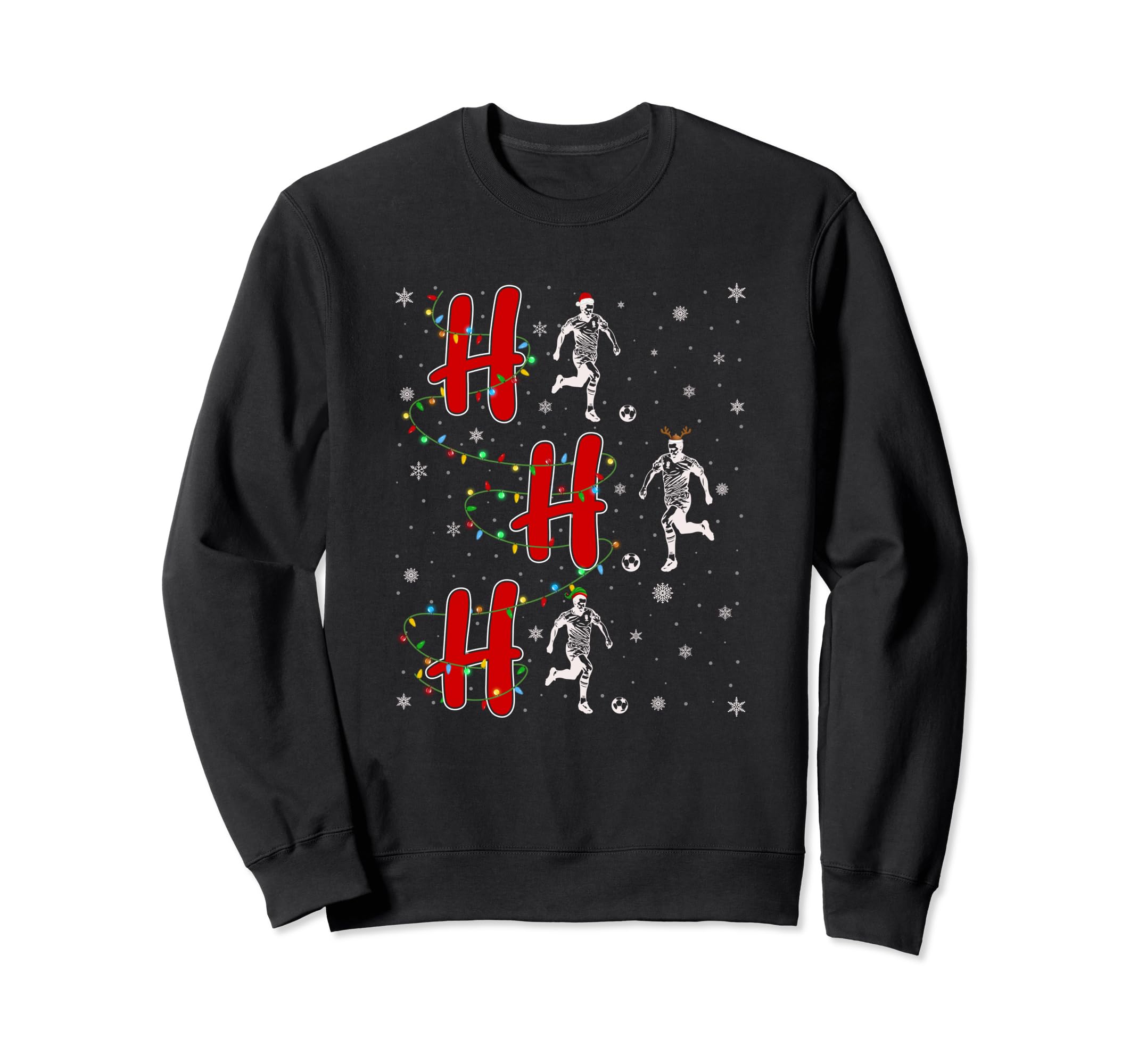 Lights Ho Ho Ho Soccer Funny Ugly Sweatshirt - Custom Art Print for Adults