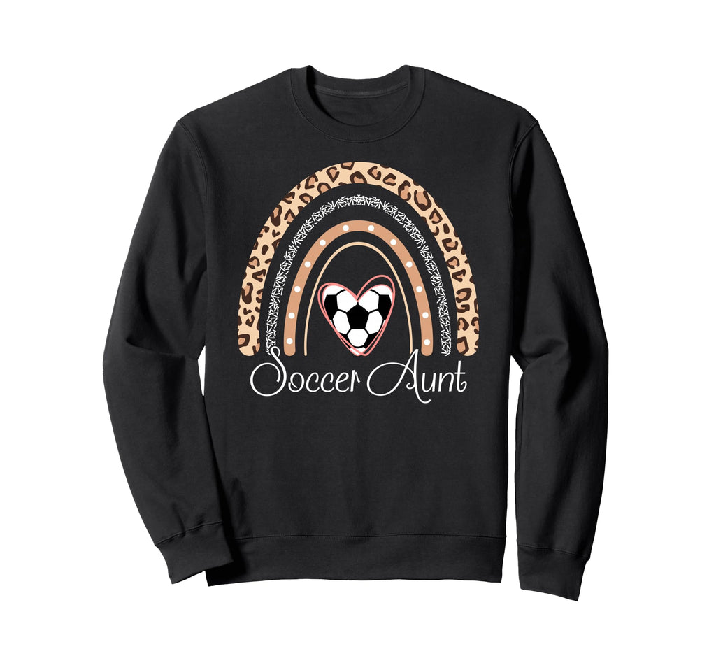 Soccer Aunt Boho Rainbow Funny Soccer Sweatshirt - Novelty Apparel Unisex
