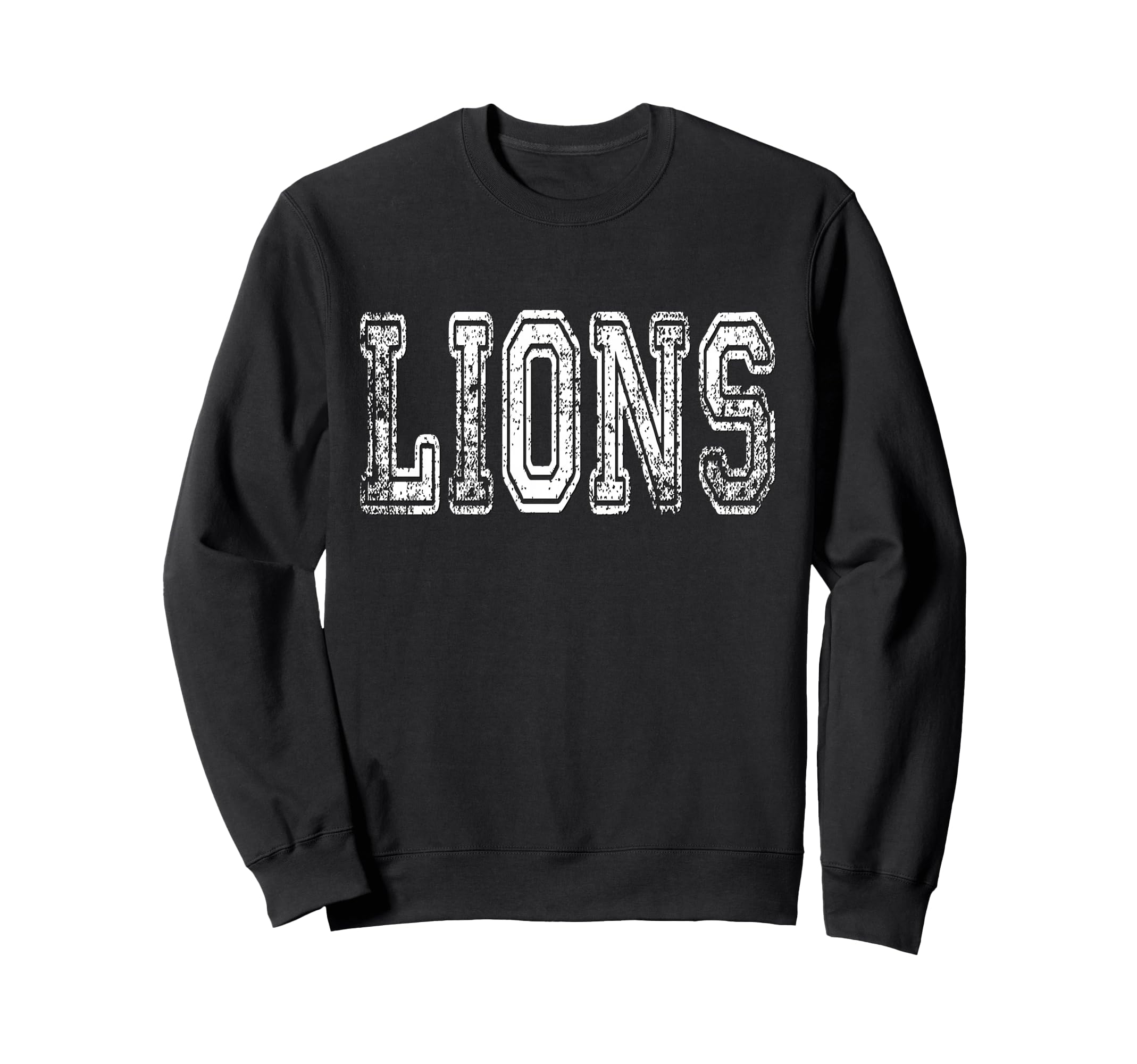 Lions Mascot Distressed School Sweatshirt - Casual Everyday Wear Unisex