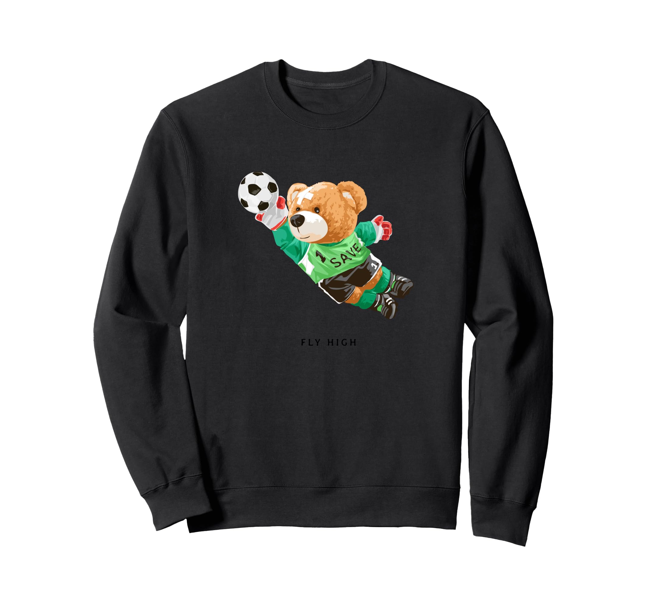 Fly High Save Teddy Bear Goal Keeper Sweatshirt - Trendy Graphic Unisex