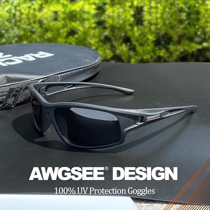 Polarized Sports Sunglasses for Men 100% UV Protection Wrap Around Unbreakable Sun Glasses for Fishing Driving
