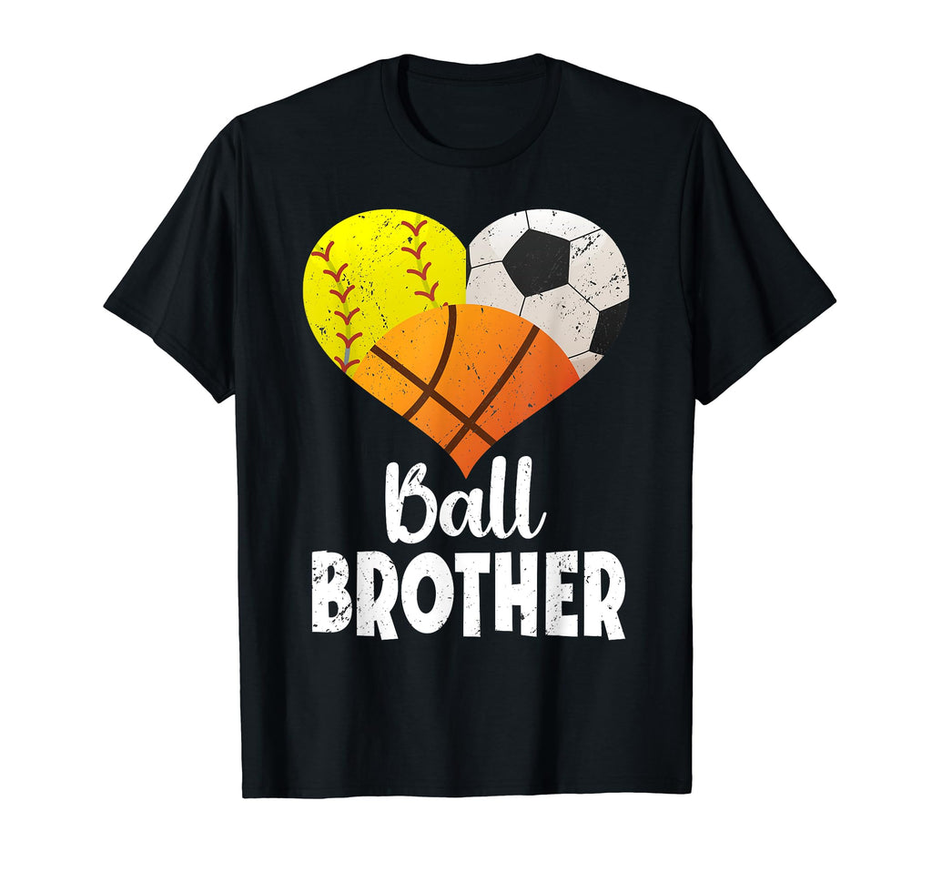 Ball Brother Heart Softball Soccer T-Shirt - Graphic Print Unisex
