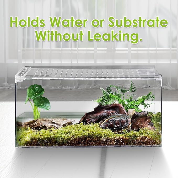 Reptile Terrarium Enclosure 8"x6"x4" Acrylic Tarantula Breeding Box Magnetic Hermit Crab Habitat Tank Transparent Jumping Spider Cage for Lizard Scorpion Sling Isopods Invertebrates Insect