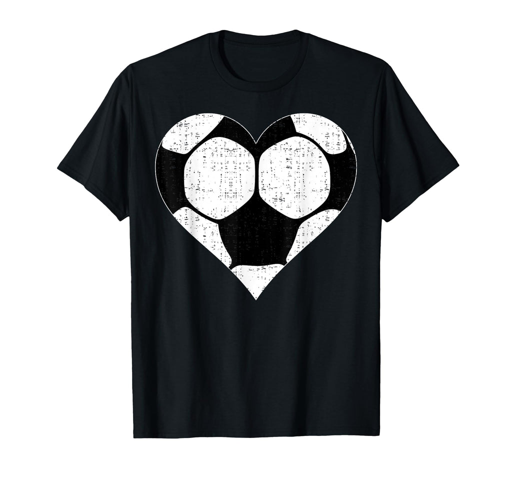 Black Soccer Ball Heart Shaped T-Shirt - Aesthetic Graphic for Adults