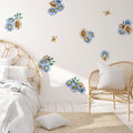 YouRfocus Blue Daisy Wall Decals | 33 PCS Boho Flower Stickers for Girls' Rooms, Playrooms, and Nurseries | Dual Layer Print for High Coverage | Removable Peel and Stick Wall Decor | 6 Sheets