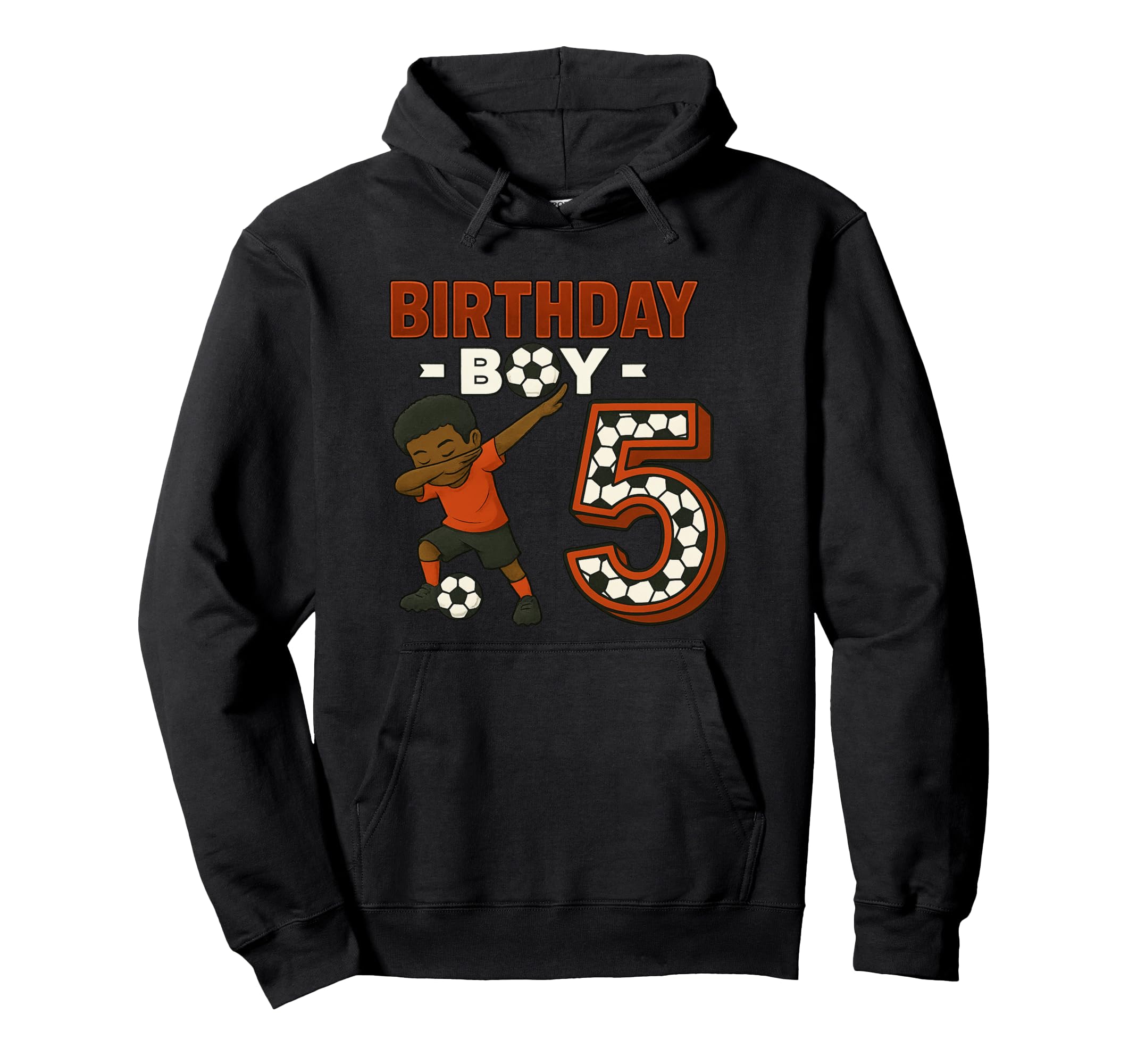 Dabbing 5 Year Old Soccer Player Melanin Hoodie - Unique Graphic Unisex