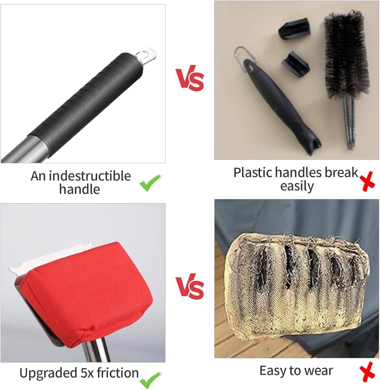 Grill Brush Bristle Free,(Only Replaceable Cleaning Head No Grill Brush)-Red