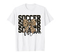 Soccer Mom Leopard Coquette Bow Soccer T-Shirt - Custom Art Print Unisex