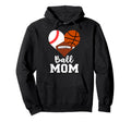 Ball Mom Funny Baseball Football Hoodie - Unique Graphic for Adults