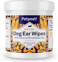 Petpost | Dog Ear Cleaner Wipes - Ultra Soft Cotton Pads in Coconut Oil Aloe Solution - Dog Ear Rinse & Cleanser 100 ct.