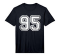 Distressed Number 95 White Sports Team T-Shirt - Fun Novelty Design Unisex