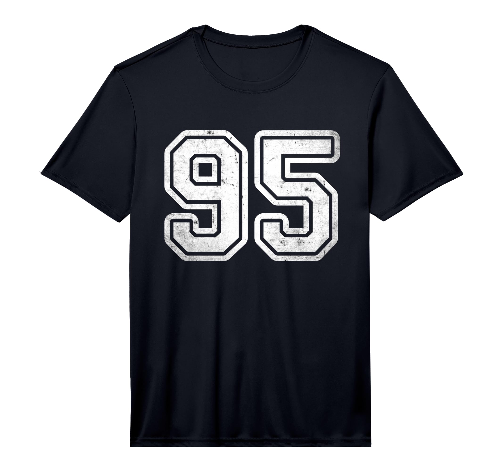 Distressed Number 95 White Sports Team T-Shirt - Fun Novelty Design Unisex