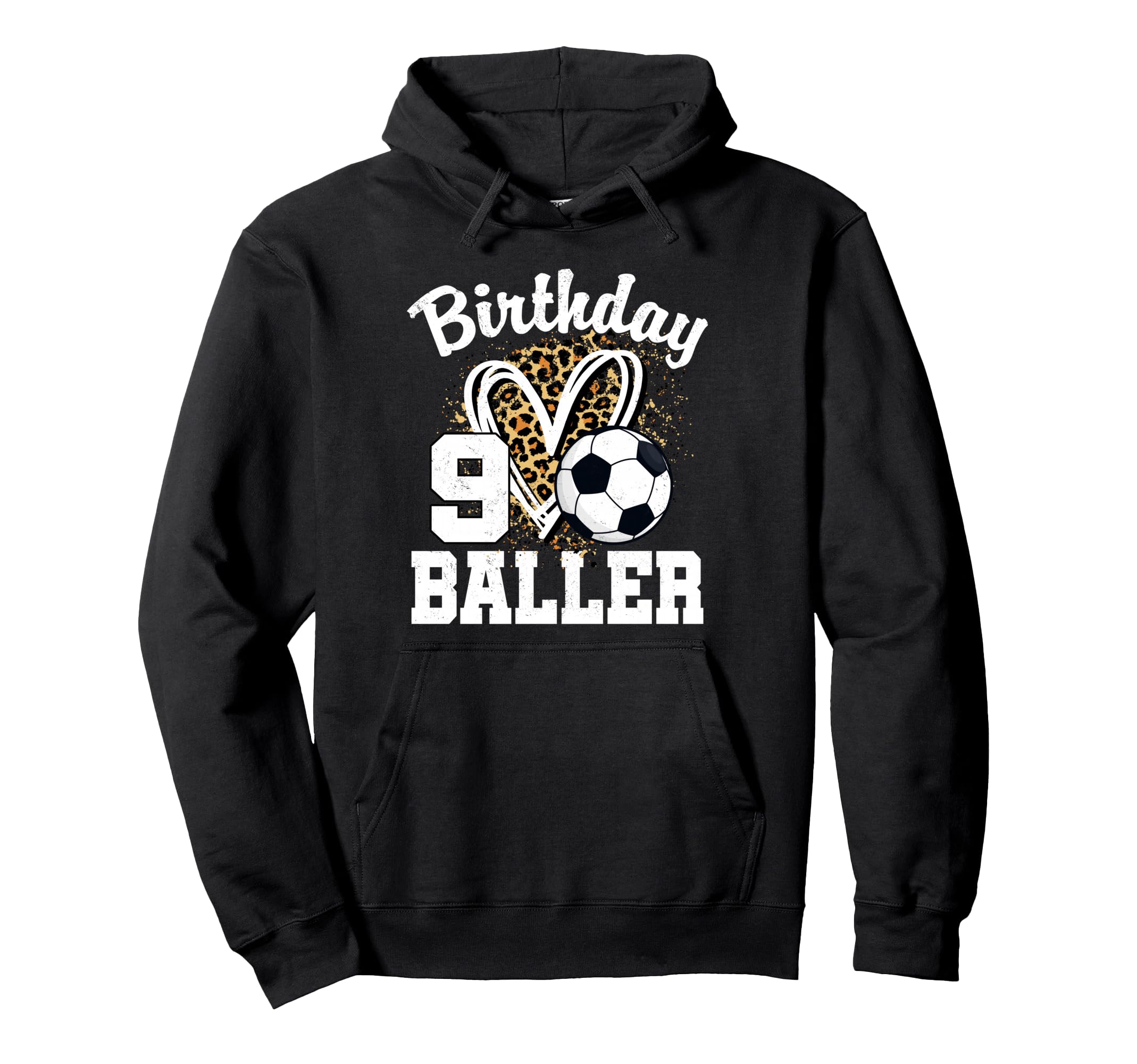 9Th Birthday Soccer Ball Leopard Heart 9 Hoodie - Custom Art Print Unisex