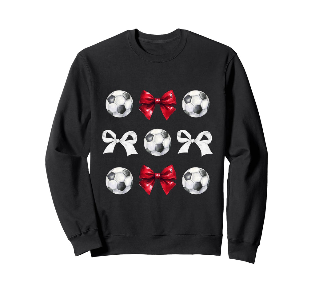 Soccer Balls Bows Womens Soccer Player Sweatshirt - Trendy Graphic Unisex