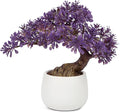 Purple Artificial Bonsai Tree Juniper Faux Plants Indoor Fake Plants Decor with Ceramic Pots for Home Table Office Desk Bathroom Shelf Bedroom Living Room Farmhouse Decorations