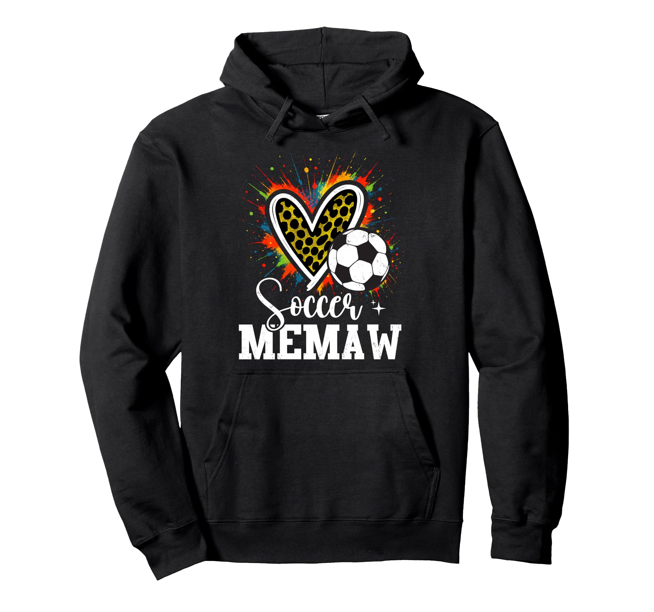 Soccer Memaw Leopard Heart Colorful Hoodie - Trendy Graphic Unisex