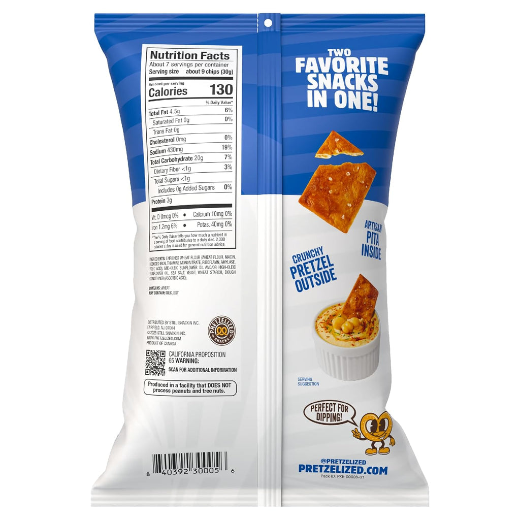 Pretzelized Pita Chips, Sea Salt, 7 oz (Case of 12)