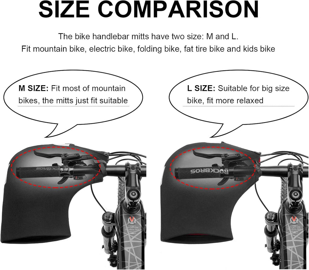 ROCKBROS Cold Weather Bike Handlebar Mittens Windproof & Coldproof Commuter
