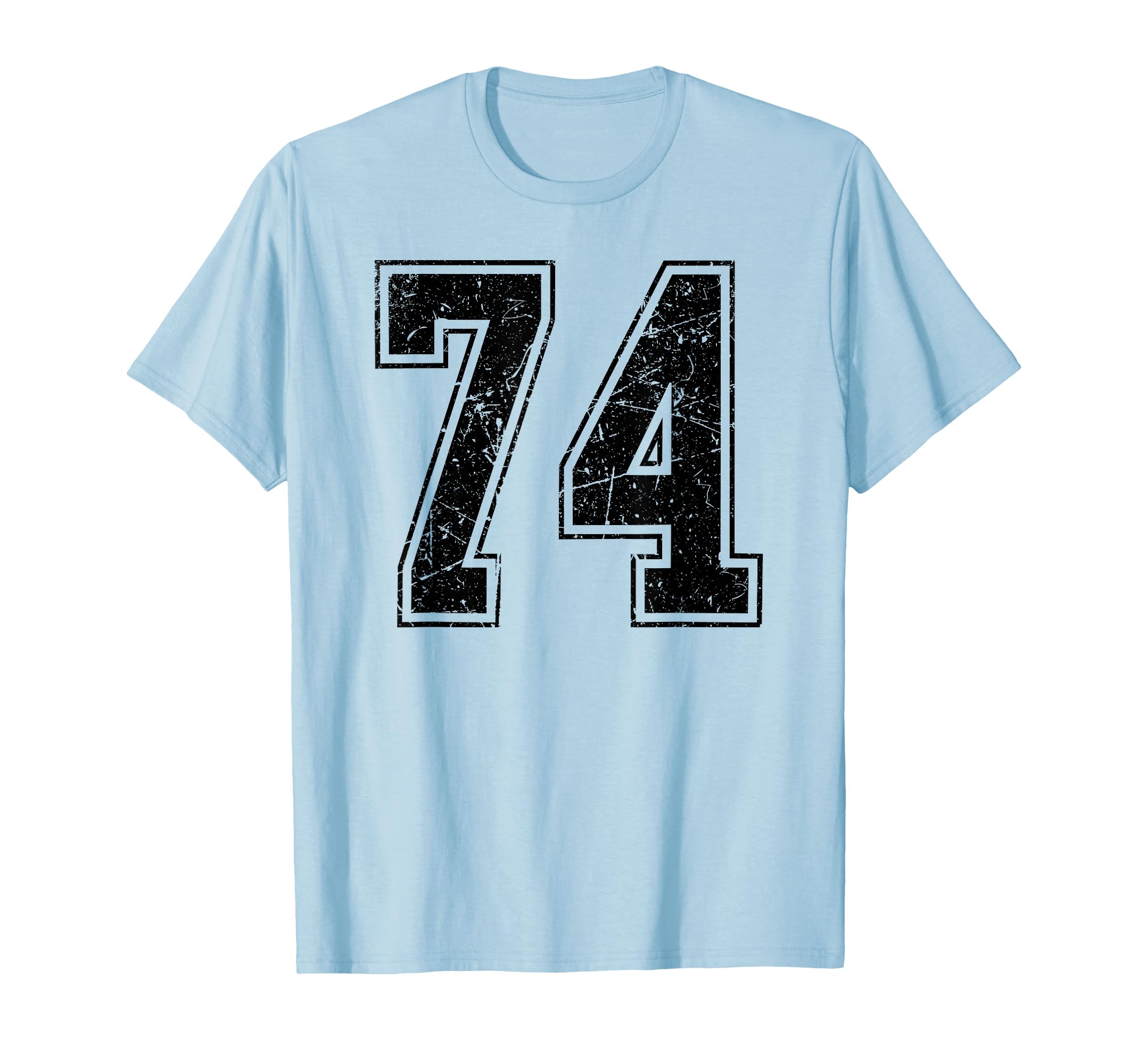 Number 74 Distressed Grunge Jersey T-Shirt - Casual Everyday Wear Unisex