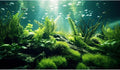 Underwater Fish Tank Background Under The Sea Aquatic Plants Aquarium Background Ocean Floor Rock Terrarium Backgrounds Tropical Fish Green Seaweeds Aquarium Backgrounds for Fish Tank Decor 72x24in