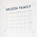 Personalized Clear Acrylic Calendar for Wall, Calendar Whiteboard for Wall, Dry Erase Wall Calendar, Wall Calendar Organizer System for Home (Block, Navy, 38"W x 26"H)