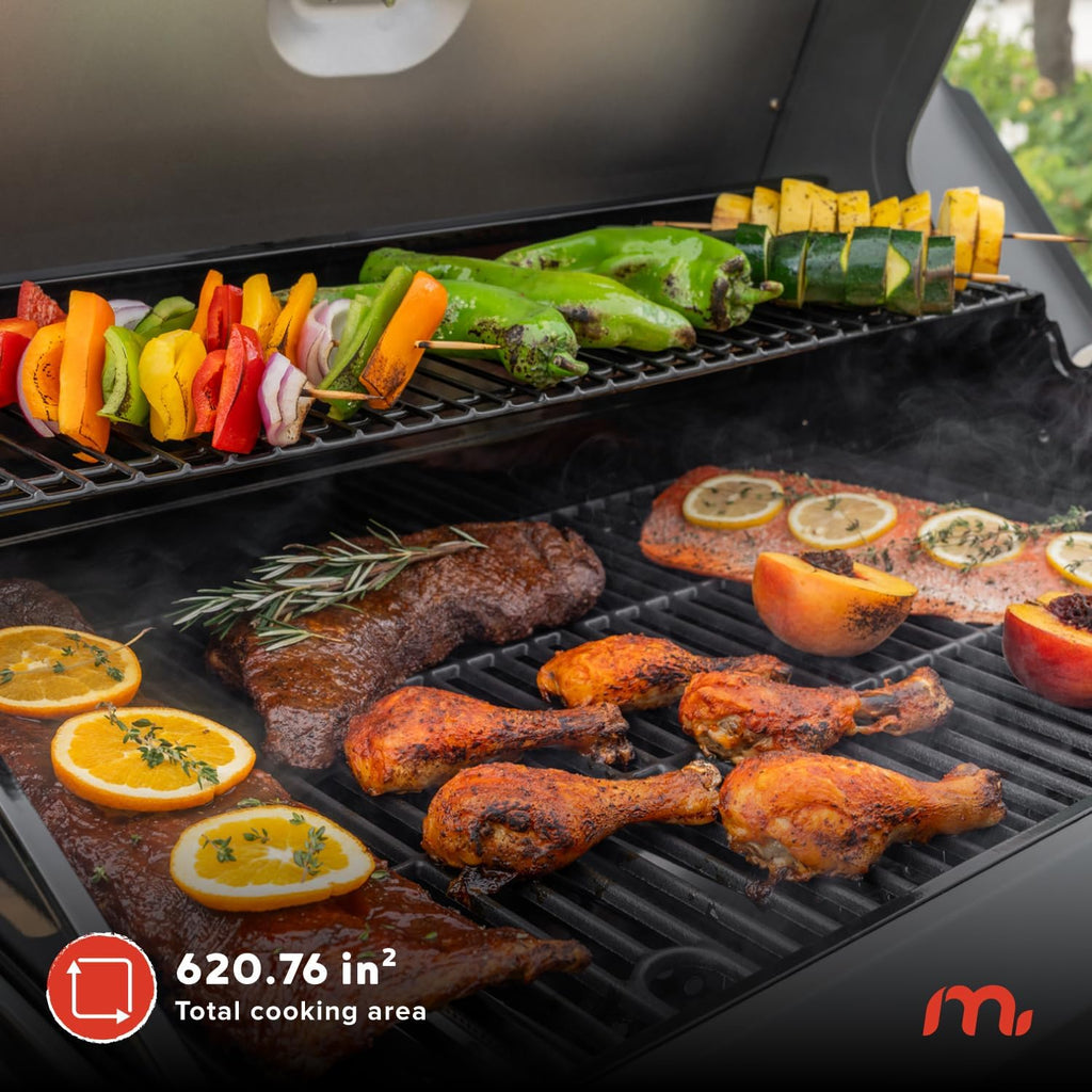 5-Burner Gas Grill with Side Burner, 66,000 BTUs, 753 SQ. In. Cooking Area, 2 Wheel Transport, Propane BBQ Grill with for Outdoor Cooking, Patios, and More - 720-1095
