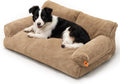 MEWOOFUN Cat Bed for Indoor Cats, Washable Dog Beds for Small Medium Dogs & Cats, Fluffy Cat Couch with Non-Slip Bottom, 26×19×13 Inch (Camel, 33.5" L x 25.6" W x 11.5" Th)