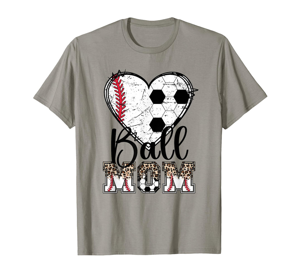 Ball Mom Heart Soccer Baseball Mom T-Shirt - Streetwear Style Men Women