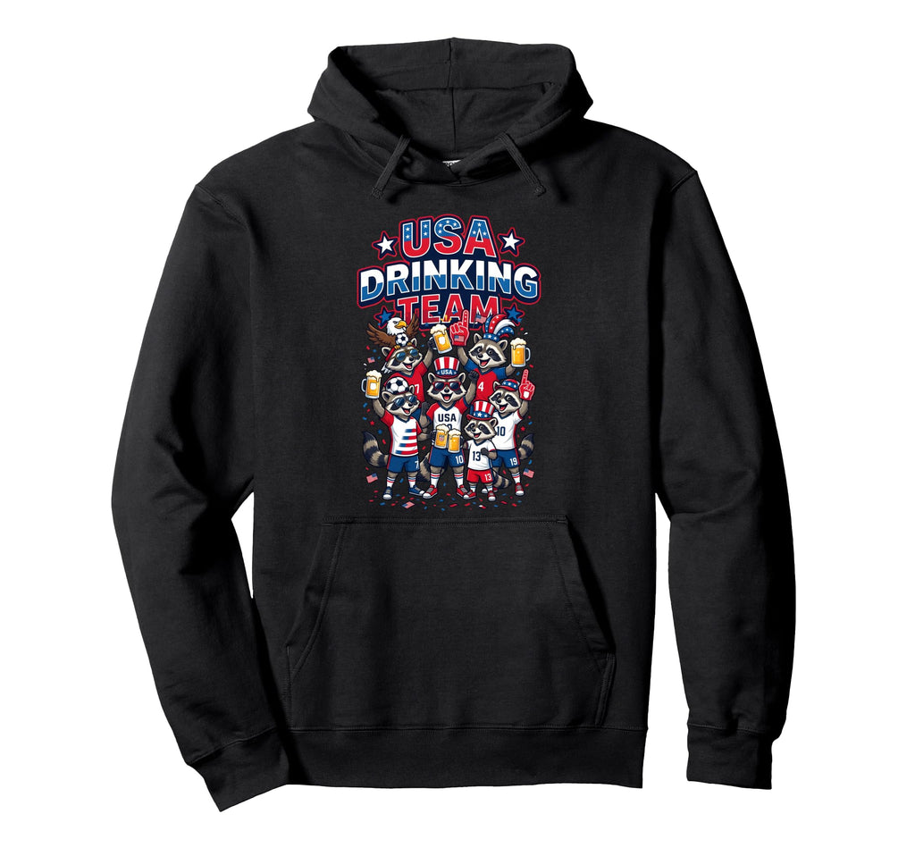 Usa Drinking Team Raccoon Soccer Hoodie - Fun Novelty Design Unisex