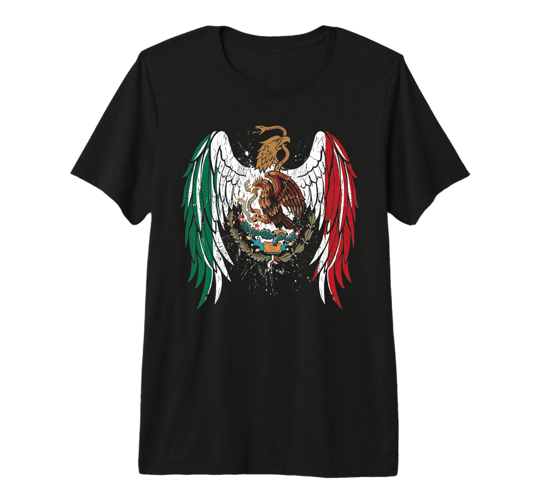 Mexican Eagle Wings Flag Distressed T-Shirt - Aesthetic Graphic Unisex