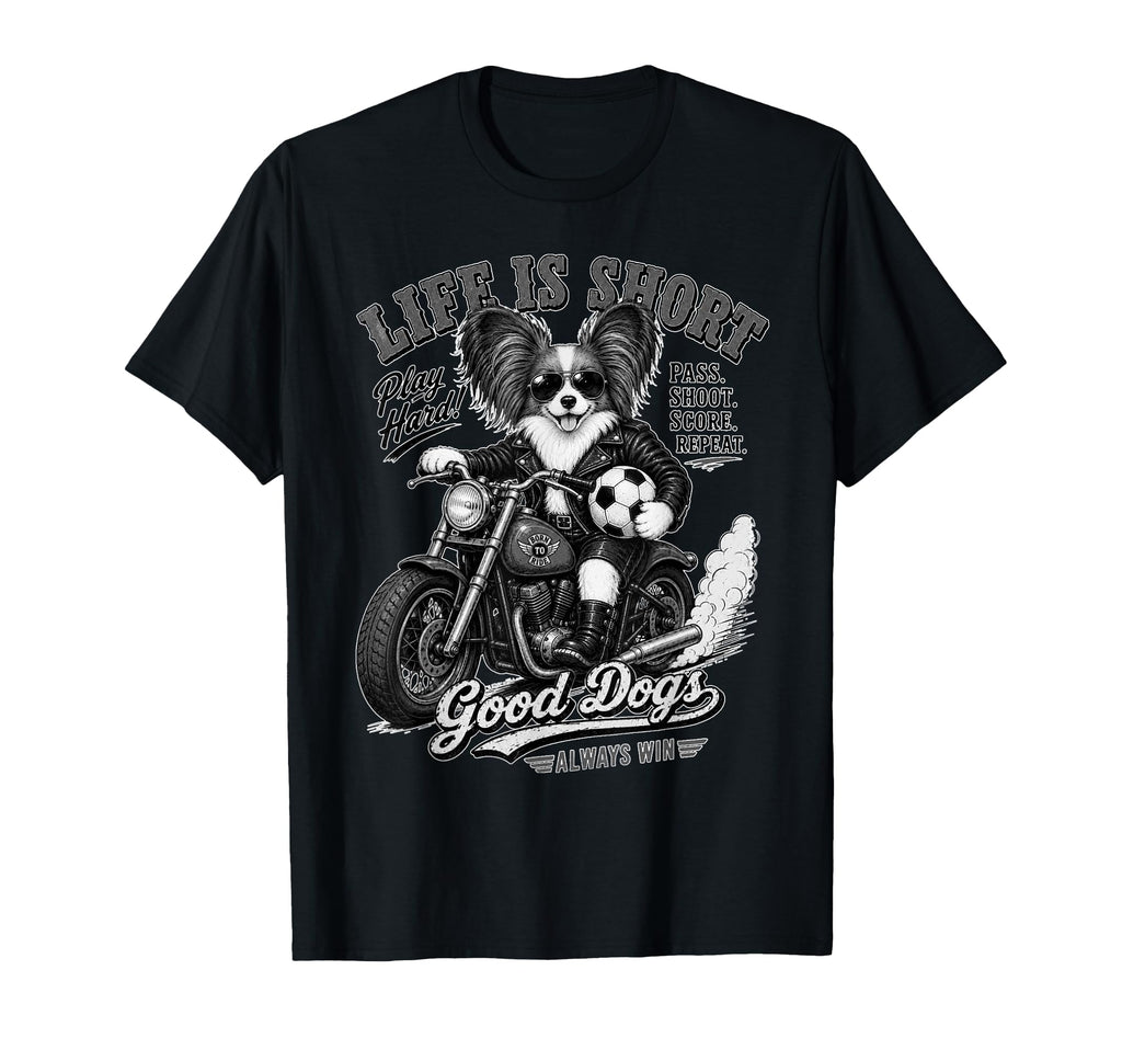 Papillon Motorbike Love Footbal Soccer T-Shirt - Unique Graphic Unisex