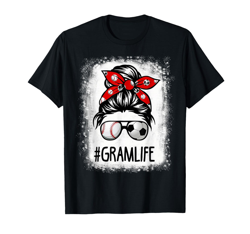 Bleached Gram Life Soccer Messy Bun T-Shirt - Graphic Print for Adults