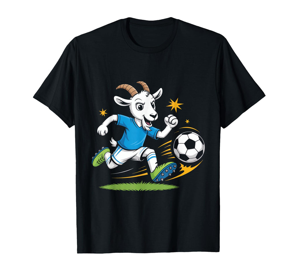 Football Goat Striker Cartoon T-Shirt - Casual Everyday Wear for Adults