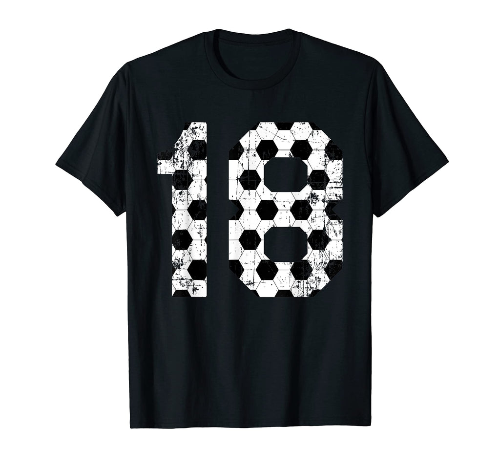 Soccer 18 Jersey Number T-Shirt - Casual Everyday Wear Men Women