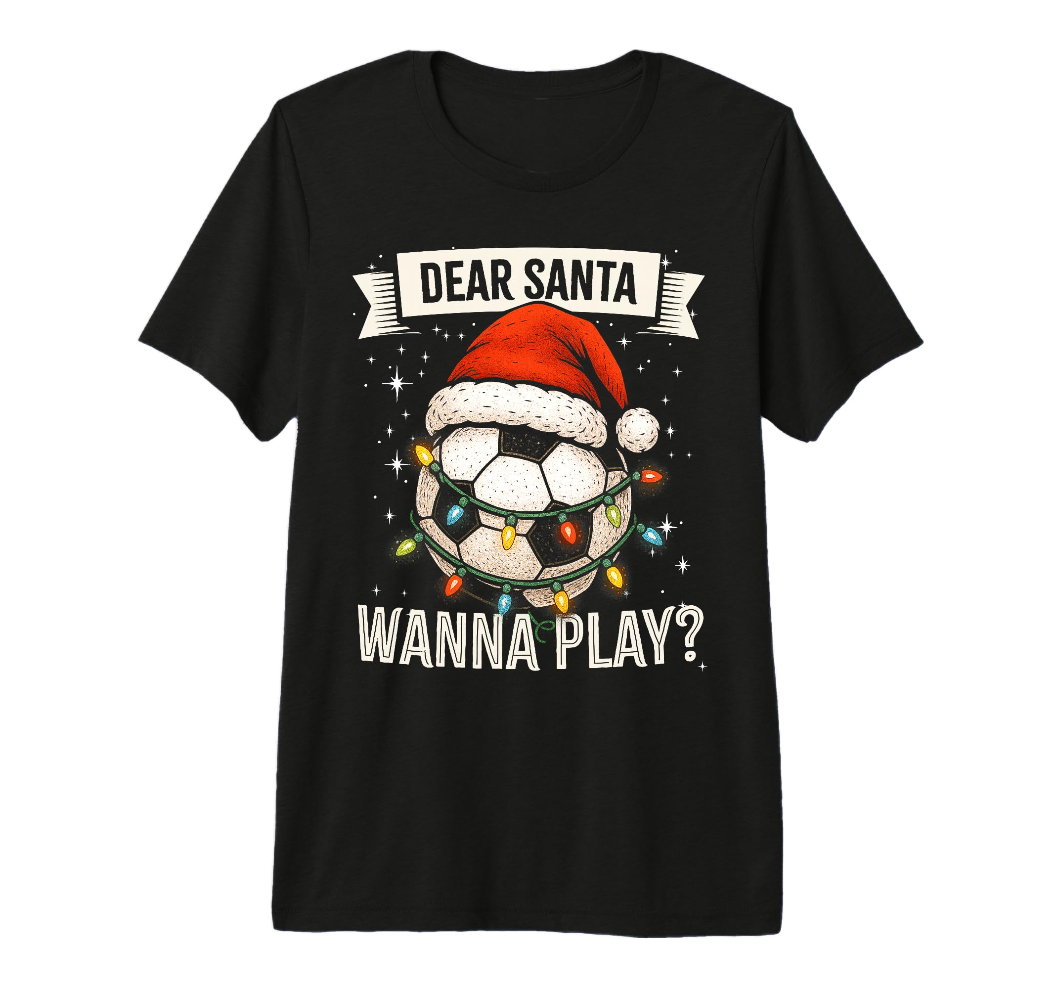 Soccer Player Funny Hat Lights And Ball T-Shirt - Graphic Print for Adults