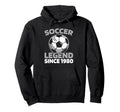 Born 1980 Soccer Sports Player Team Birthday Hoodie - Graphic Print Unisex