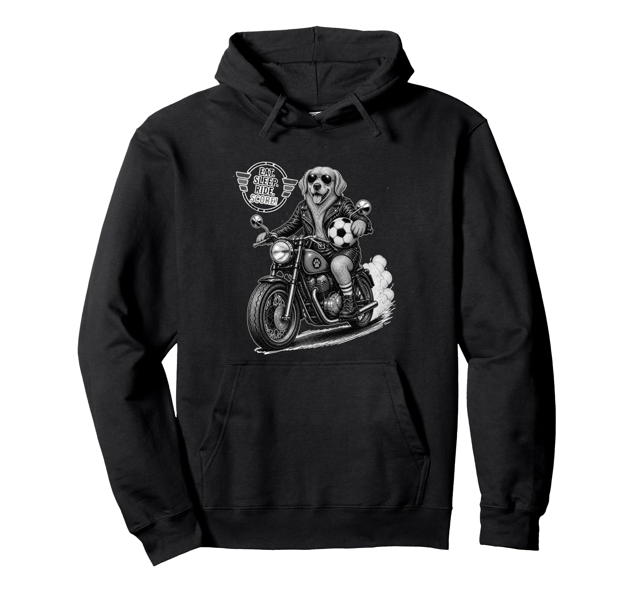 Golden Retriever Motorbike Love Hoodie - Minimalist Print for Adults